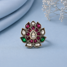 Mahi Classic Lotus Charm Silver Ring
