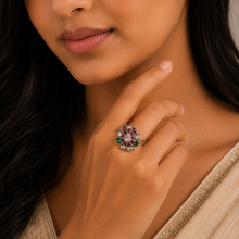 Mahi Classic Lotus Charm Silver Ring