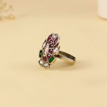 Mahi Classic Lotus Charm Silver Ring