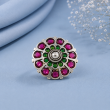 Ruhi Classic Gem Halo Silver Ring