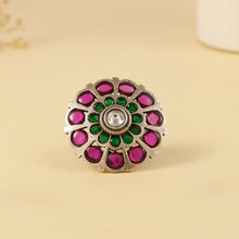 Ruhi Classic Gem Halo Silver Ring