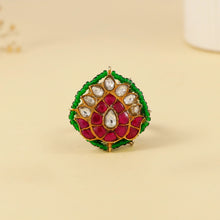 Muskan Kundan Lotus Bloom Silver Ring
