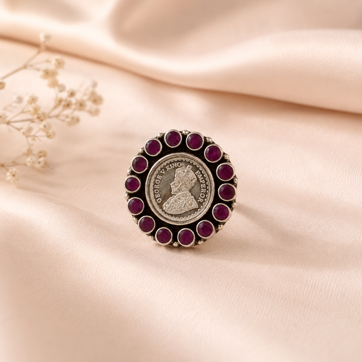 Jagriti Imperial Coin Design Silver Ring