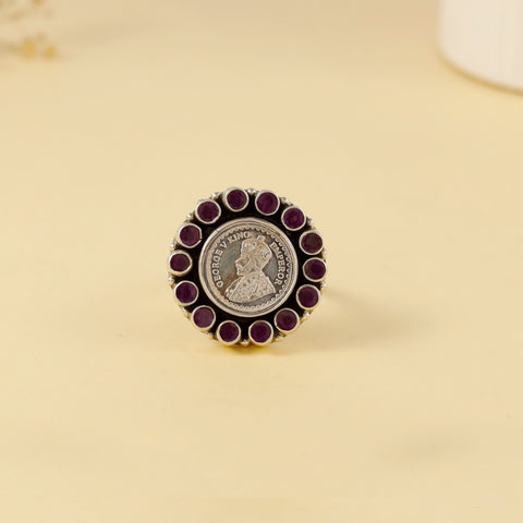 Jagriti Imperial Coin Design Silver Ring