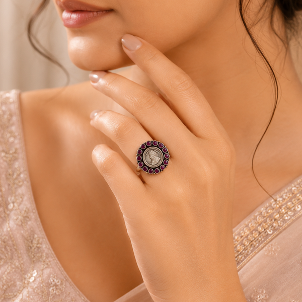 Jagriti Imperial Coin Design Silver Ring