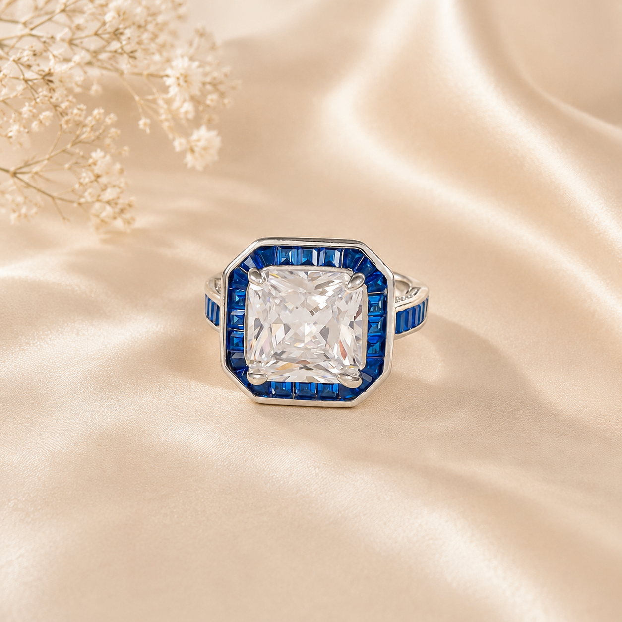 Zyva Royal Blue Silver Ring