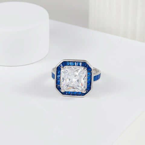 Zyva Royal Blue Silver Ring