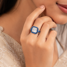 Zyva Royal Blue Silver Ring