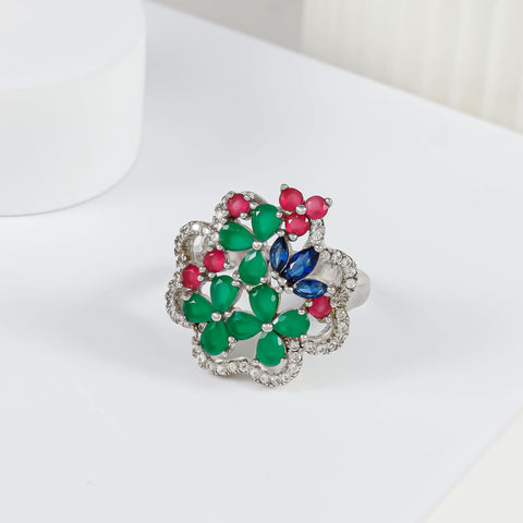 Kiara Floral Fiesta Silver Ring