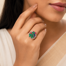 Kiara Floral Fiesta Silver Ring
