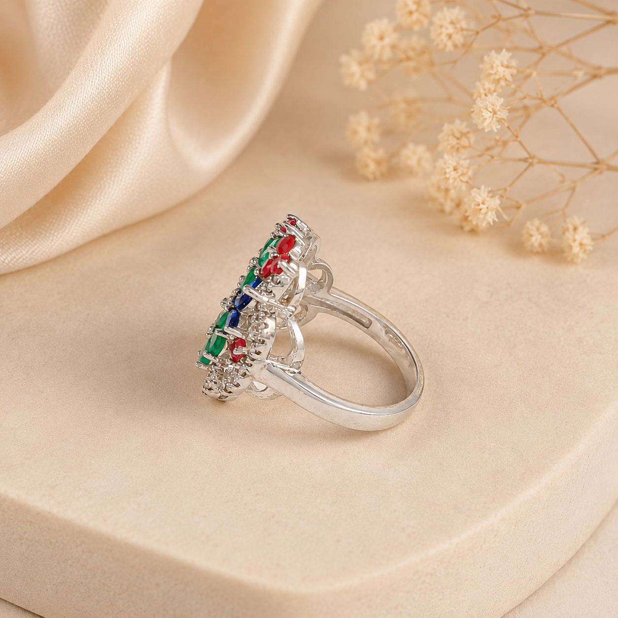 Kiara Floral Fiesta Silver Ring