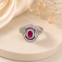 Shanaya Crimson Halo Silver Ring