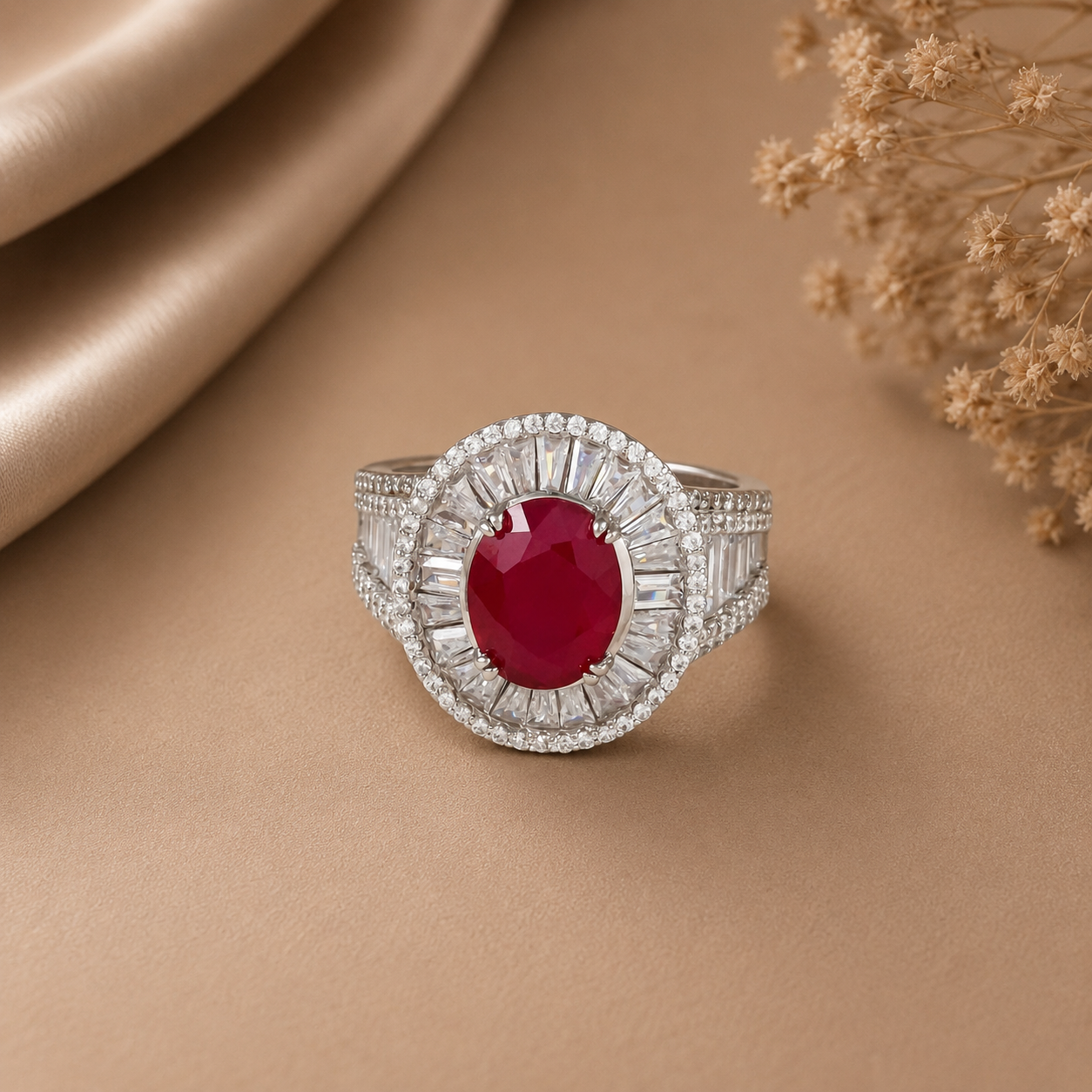 Aadhira Regal Glow Silver Ring
