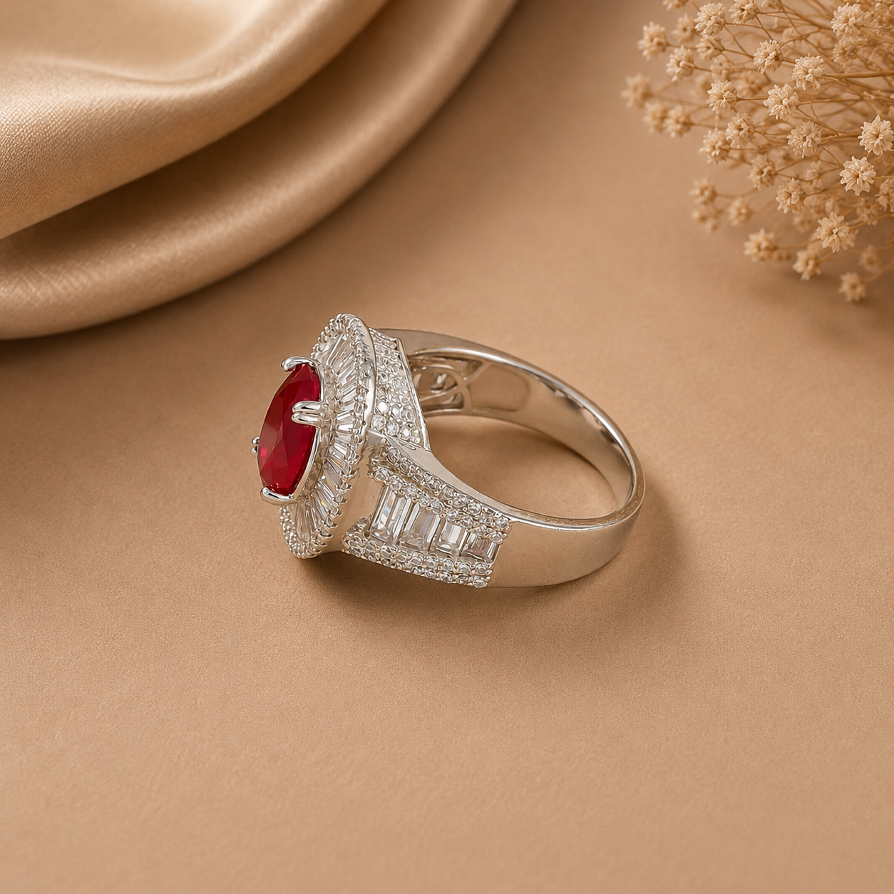 Aadhira Regal Glow Silver Ring