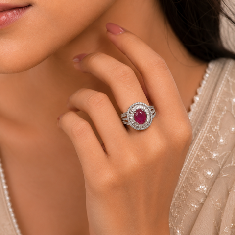 Aadhira Regal Glow Silver Ring