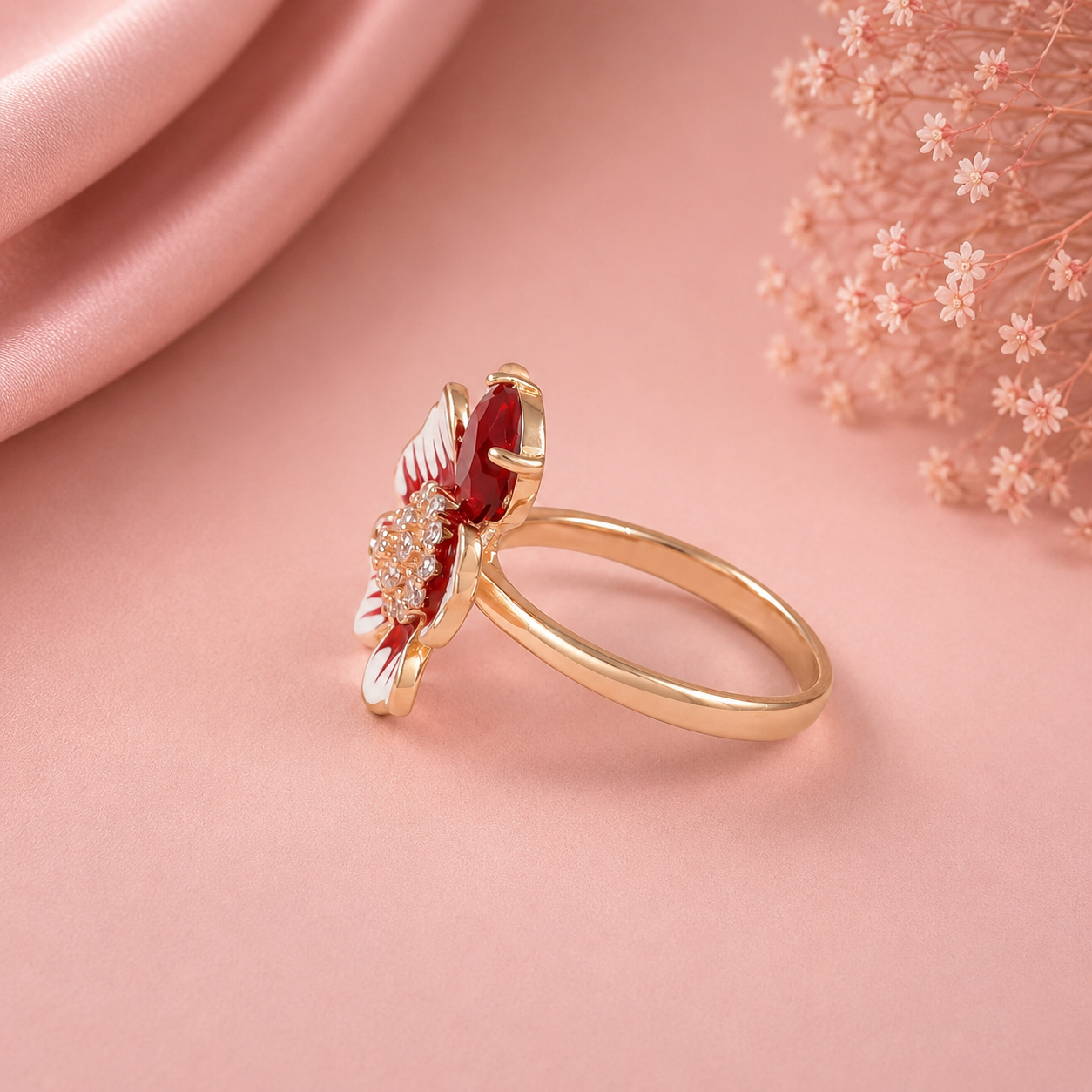 Samaira Floral Shine Silver Ring