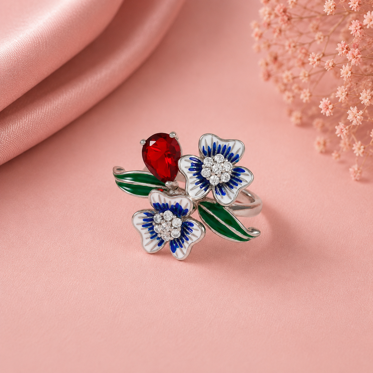 Avira Floral Elegance Silver Ring