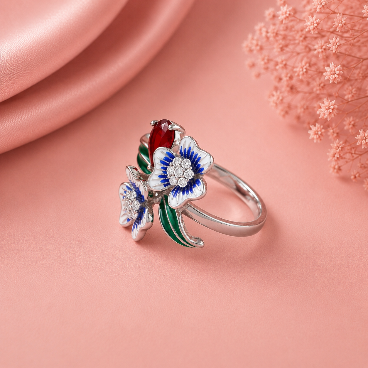 Avira Floral Elegance Silver Ring