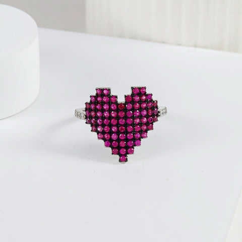 Aarohi Heart Glow Silver Ring