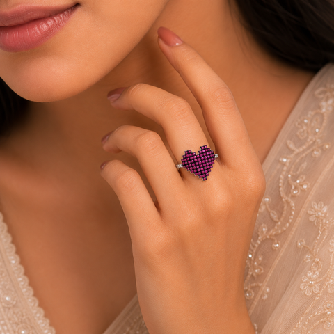 Aarohi Heart Glow Silver Ring