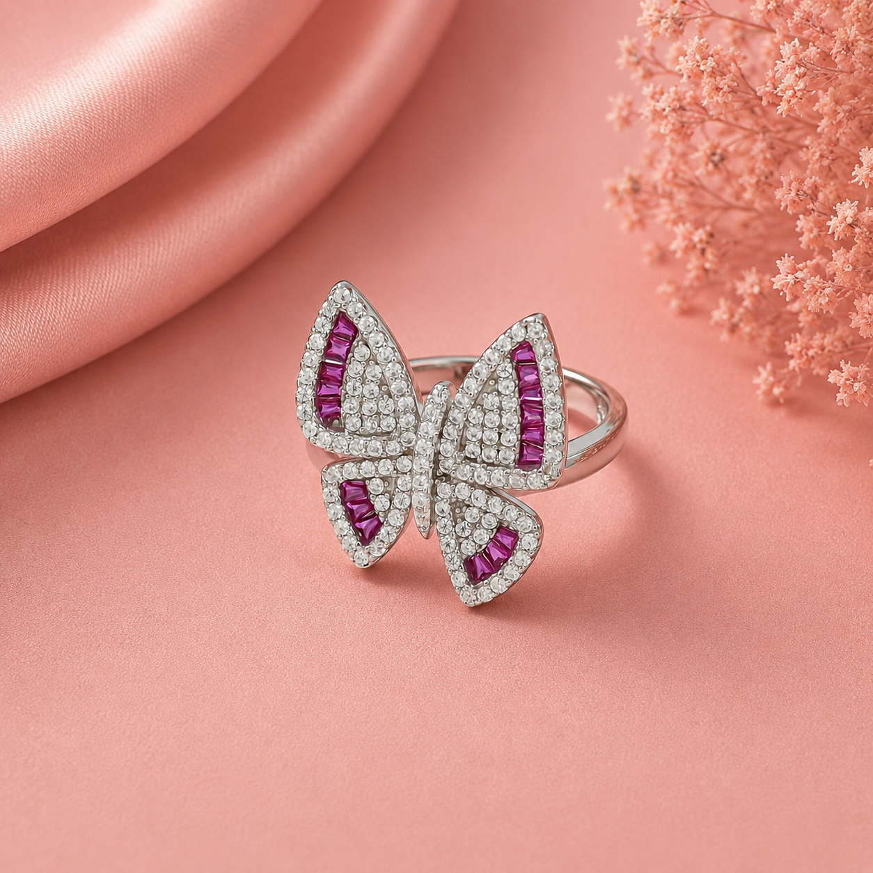 Aadhira Butterfly Glow Silver Ring