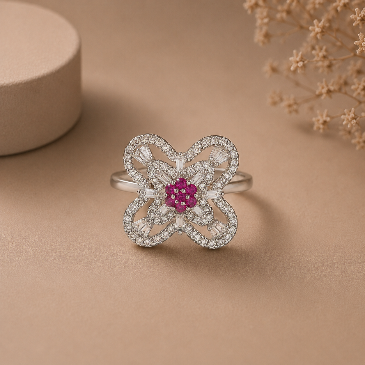 Nyra Blossom Butterfly Silver Ring