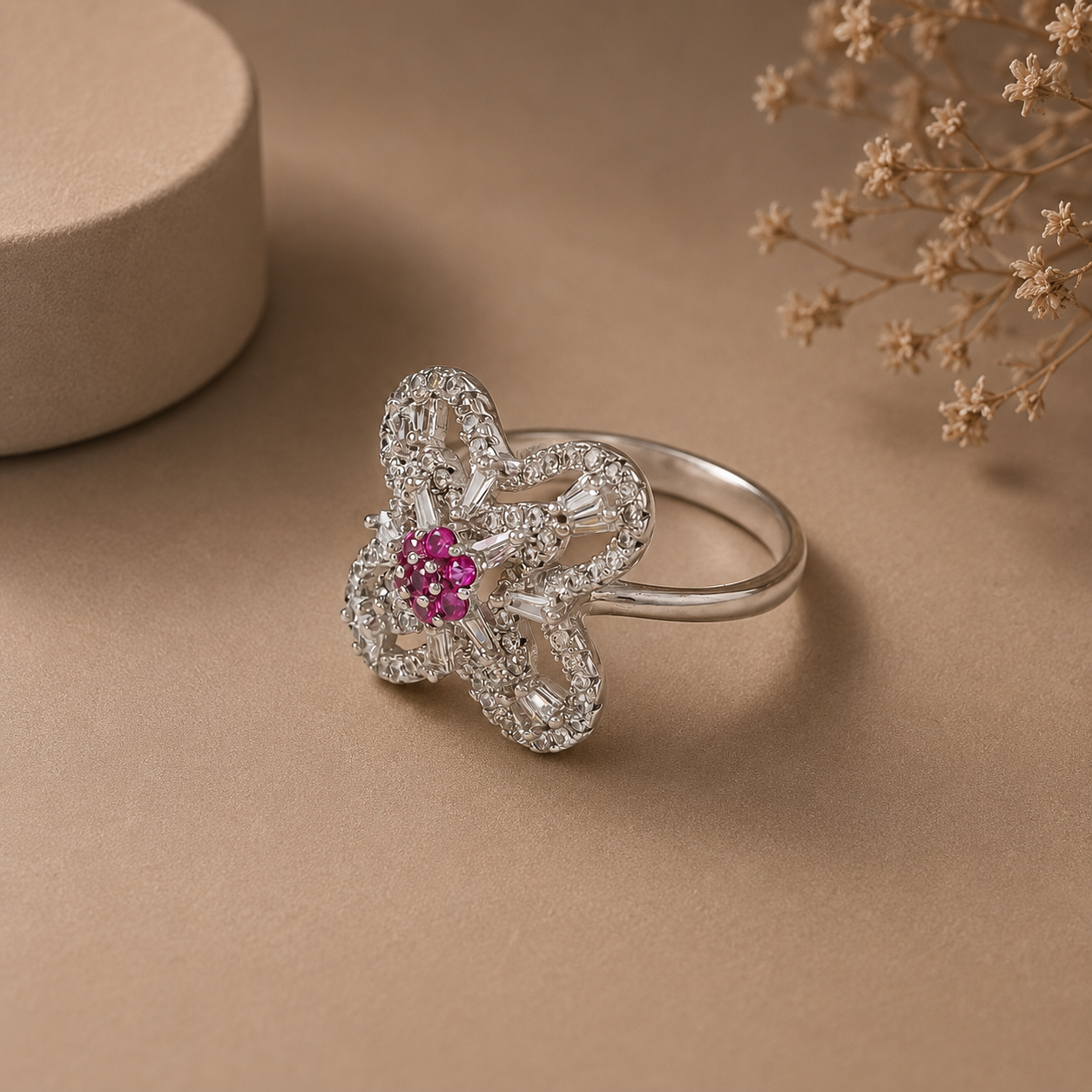 Nyra Blossom Butterfly Silver Ring