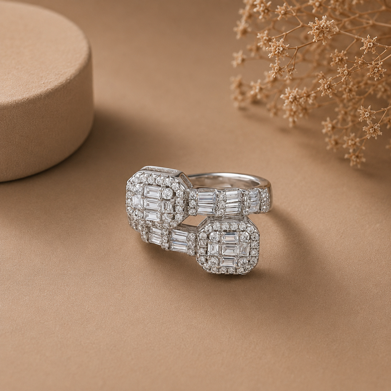 Myra Double Glow Silver Ring