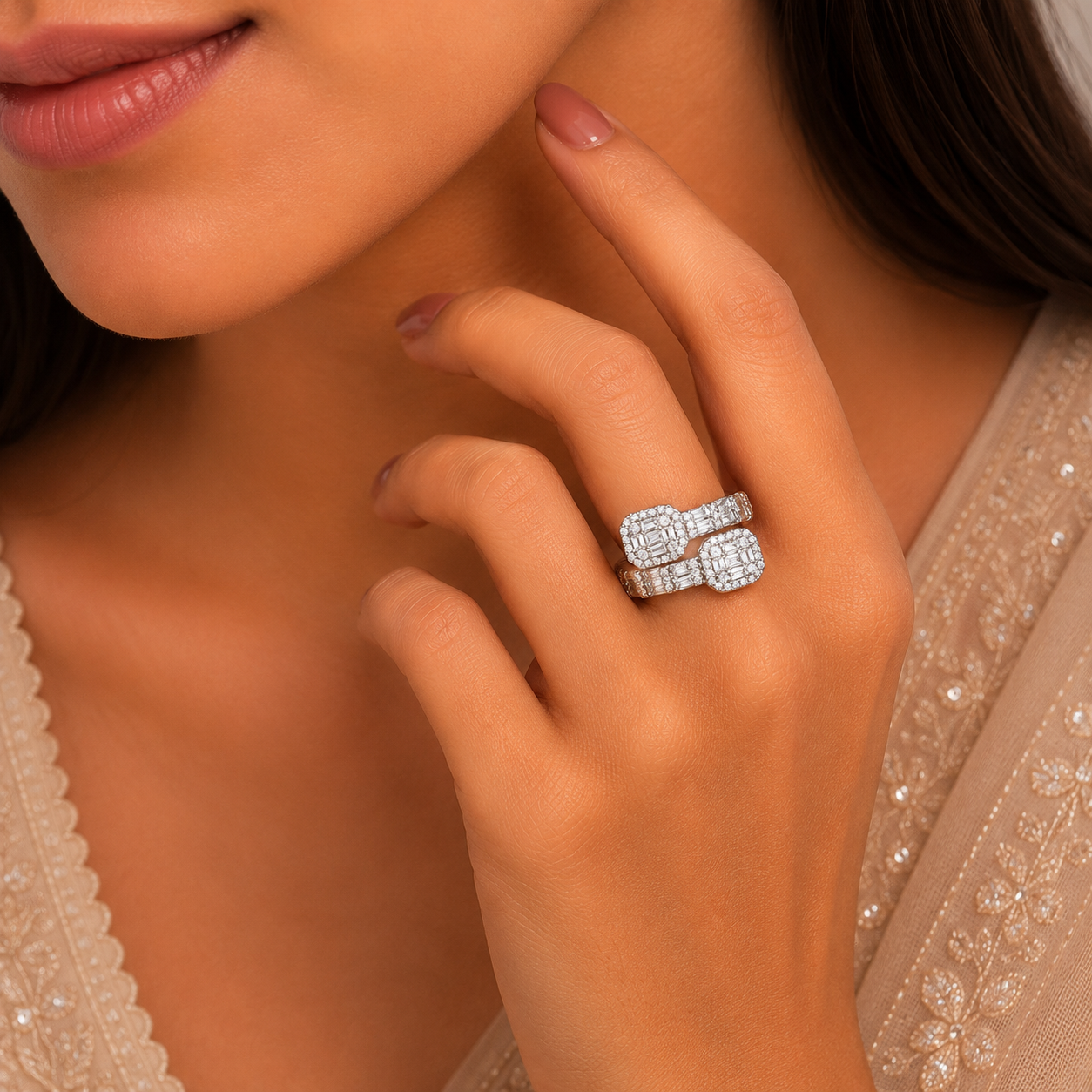 Myra Double Glow Silver Ring