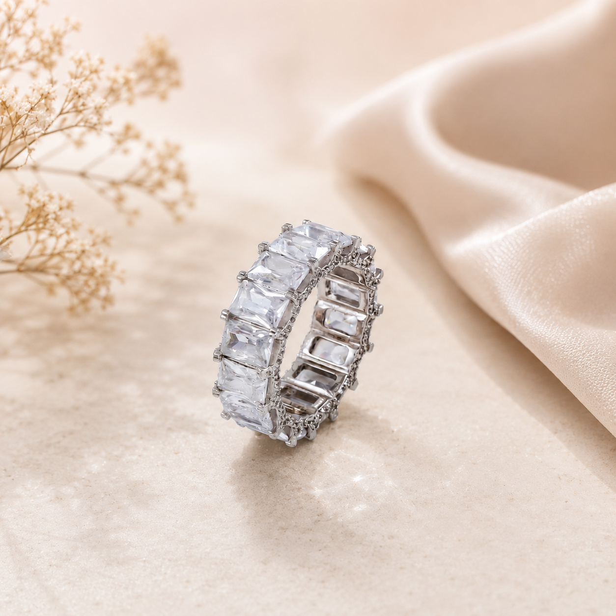 Zara Crystal Eternity Band Silver Ring