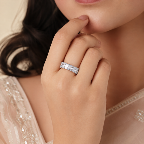 Zara Crystal Eternity Band Silver Ring