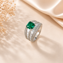 Pooja Green Crown Silver Ring