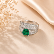Pooja Green Crown Silver Ring