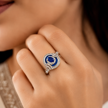 Aditi Blue Gem Elegance Silver Ring