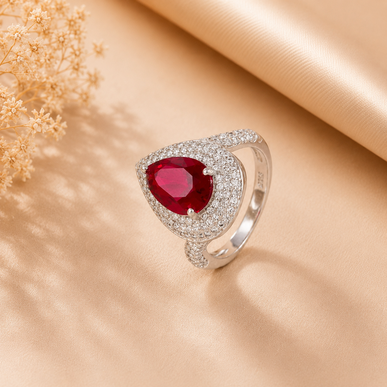 Kavya Ruby Glow Silver Ring