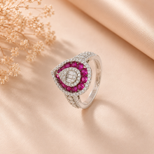 Isha Pink Gem Halo Silver Ring
