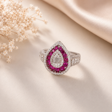 Isha Pink Gem Halo Silver Ring
