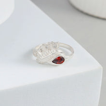 Yashvi Crimson Leaf Glow Silver Ring