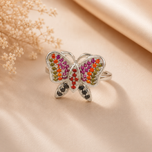 Yashvi Colorful Butterfly Silver Ring