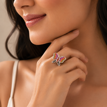 Yashvi Colorful Butterfly Silver Ring