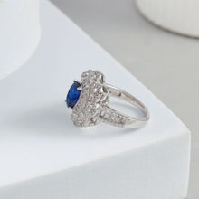 Ishita Ocean Blue Halo Silver Ring