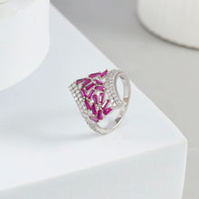 Kiasha Pink Baguette Shine Silver Ring