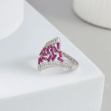 Kiasha Pink Baguette Shine Silver Ring