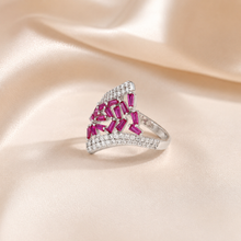Kiasha Pink Baguette Shine Silver Ring