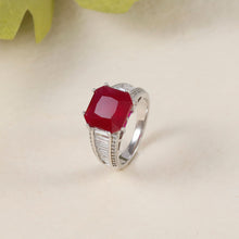 Diya Regal Red Stone Silver Ring