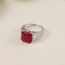 Diya Regal Red Stone Silver Ring