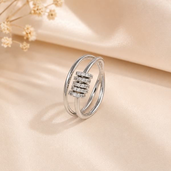 Siya Shimmer Coil Design Silver Ring