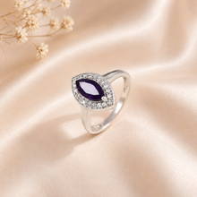 Riyana Purple Crystal Halo Silver Ring