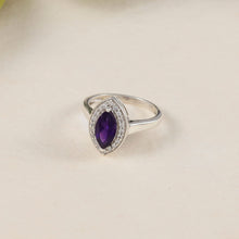 Riyana Purple Crystal Halo Silver Ring