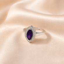 Riyana Purple Crystal Halo Silver Ring